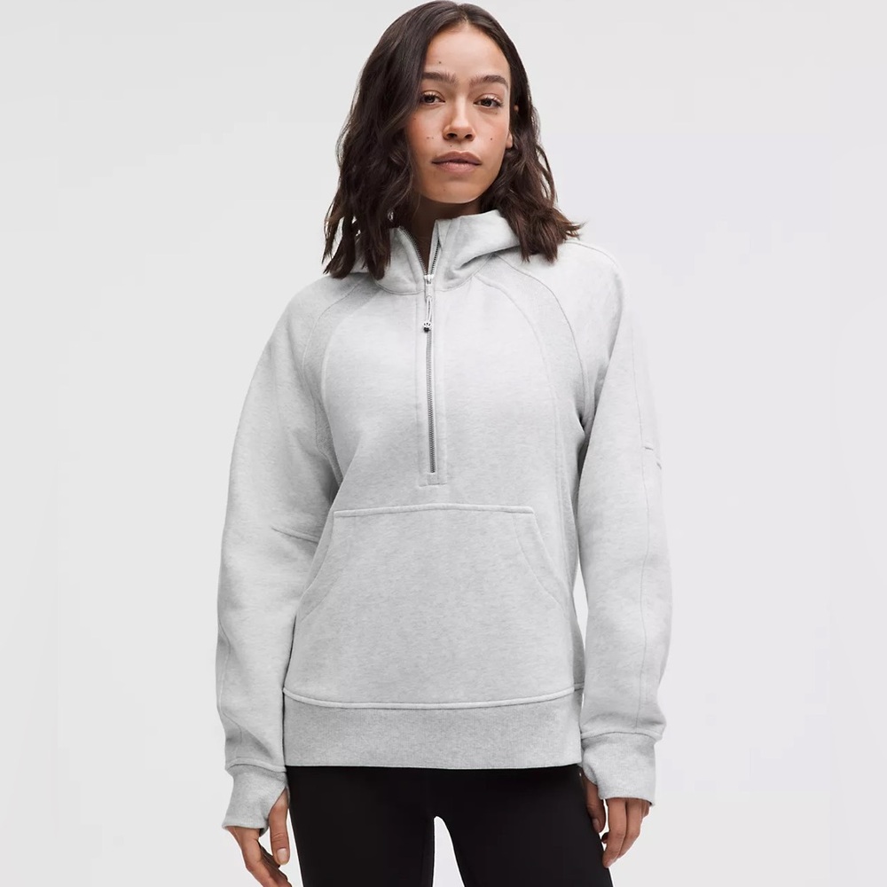 Lululemon Athletica Light Gray Scuba Half-Zip Hoodie Long